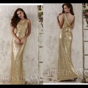 Christina Wu Elegant BLACK Sequin Dress